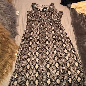 Fashion Nova Snake Skin Tie Waist Midi Dress